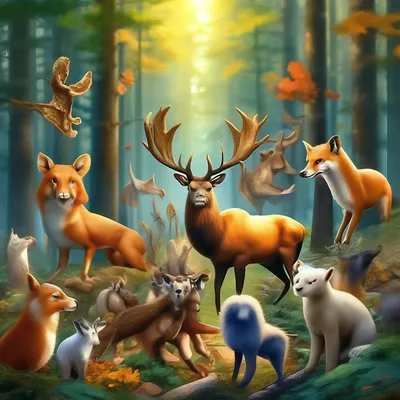 Все животные лесные в одной …» — создано в Шедевруме