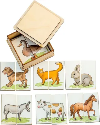 Разрезные картинки-половинки с животными Smile Decor \"Ферма\", деревянный  пазл для детей - купить с доставкой по выгодным ценам в интернет-магазине  OZON (239152526)