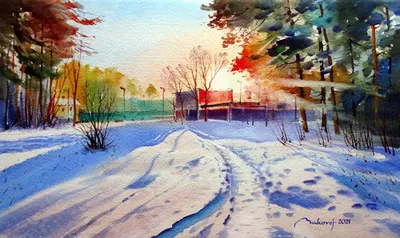 Зима» картина Тарасовой Ирины (бумага, акварель) — купить на ArtNow.ru