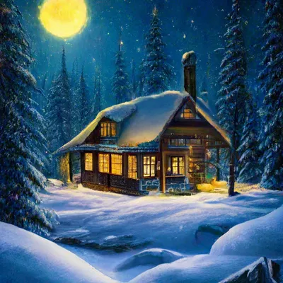 Сказочный зимний домик в лесу …» — создано в Шедевруме