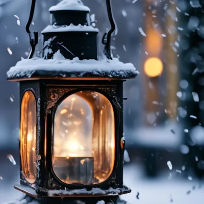 Зима, старинный фонарь крупным планом…» — создано в Шедевруме