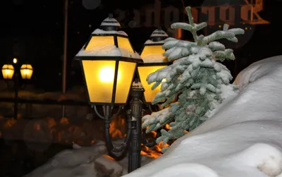Зимний вечер уличные фонари уличная сцена снег фотография карта с  фотографиями Фон И картинка для бесплатной загрузки - Pngtree