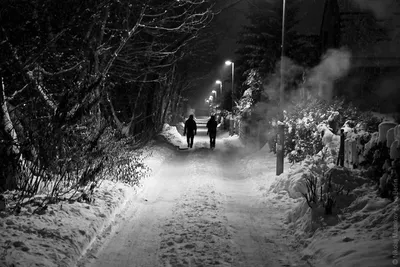 Современная фотография Кременной, Любительская фотография Кременной, черно-белая,  ночью, зимой, в снег