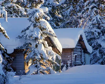 Картинки зима, природа, утро, зима, домики, снег, красиво - обои 1280x1024,  картинка №161590