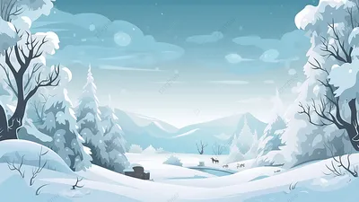 Зимний мультяшный пейзаж после снега, зима, Мультфильм, Пограничный фон фон  картинки и Фото для бесплатной загрузки