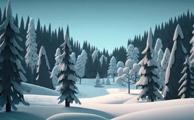 Зимний снежный лес мультяшный фоновые иллюстрации для детей мультяшном  стиле создано ai | Премиум Фото