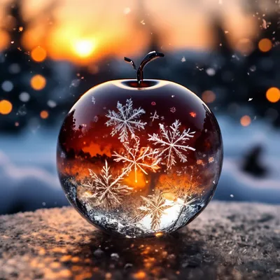 Зима, снежинки, хрустальное яблоко, …» — создано в Шедевруме
