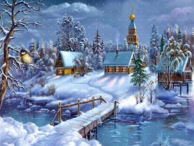Обои на рабочий стол 2017 - Зима | Пейзажи, Рождество христово,  Рождественские картины