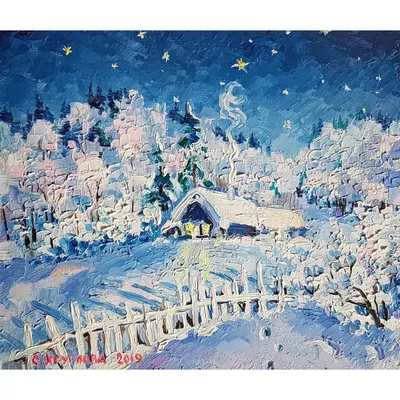 Купить картину Зимняя сказка на ночь в Москве от художника Круглова Ирина