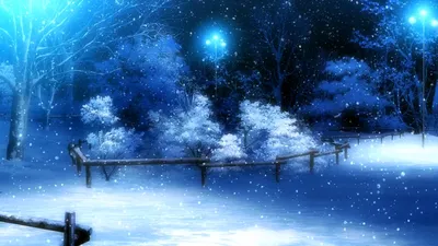 Скачать обои fujino iro, забор, вечер, зима, арт, снег, медведь, раздел  аниме в разрешении 1920x1080