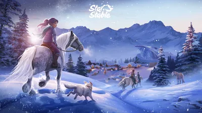 Зимние обои с девочками и лошадьми из игры Стар Стейбл - YouLoveIt.ru