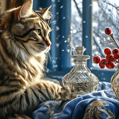 Ll том. зимний натюрморт, кошка, …» — создано в Шедевруме