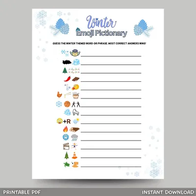 Winter Emoji Pictionary Game, Wintertime Activities, Printable Winter  Games, Winter Party Game, Games for Kids, Emoji Game, Instant Download -  Etsy