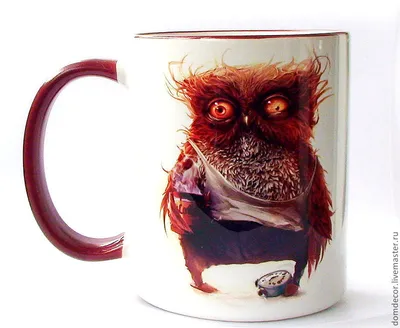 Акварель, арт, злая сова пьет кофе…» — создано в Шедевруме