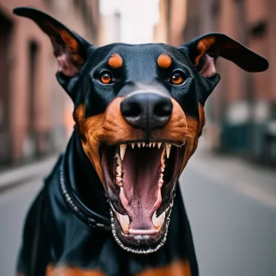 Doberman angry showing teeth nft on Craiyon