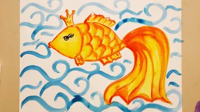 Купить \"Рыбка Золотая\" - оранжевый, золотая рыбка, рисунок акварелью… |  Произведения искусства с рыбами, Расписная рыба, Золотая рыбка