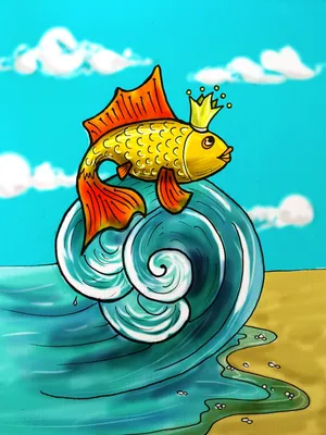 золотая рыбка в луже PNG , Рыба, Изобразительное искусство, Ilustrasi PNG  картинки и пнг PSD рисунок для бесплатной загрузки