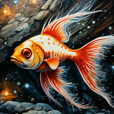 Золотая рыбка с пузырьками в мультяшном стиле изолированные на белом фоне  PNG , Золото, вода, Квартира PNG картинки и пнг рисунок для бесплатной  загрузки
