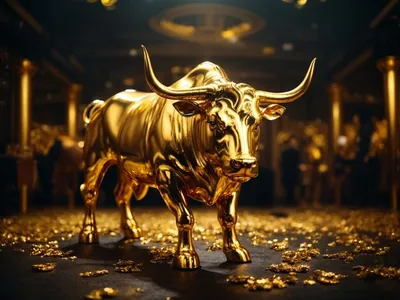 Золотой бык - символ фондового рынка | Премиум Фото