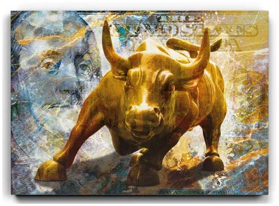 Золотой бык - символ фондового рынка | Премиум Фото