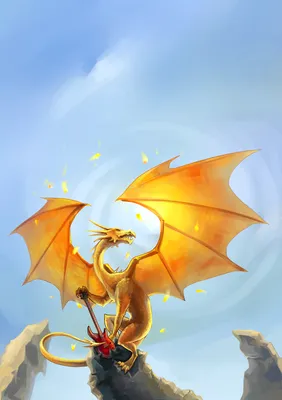 Золотой дракон на белом фоне Стоковая иллюстрация ©taesmileland #43262153