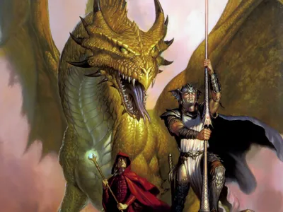 Иллюстрация Золотой дракон в стиле 2d, компьютерная графика |