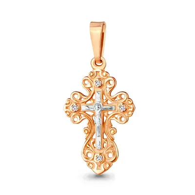 Женский православный золотой крестик 20292АКВ с фианитами - купить в  магазине ЛиноБамбино