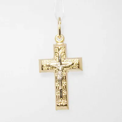 Католический нательный золотой крестик на заказ или купить в интернет  магазине в Москве, заказать в ювелирной мастерской